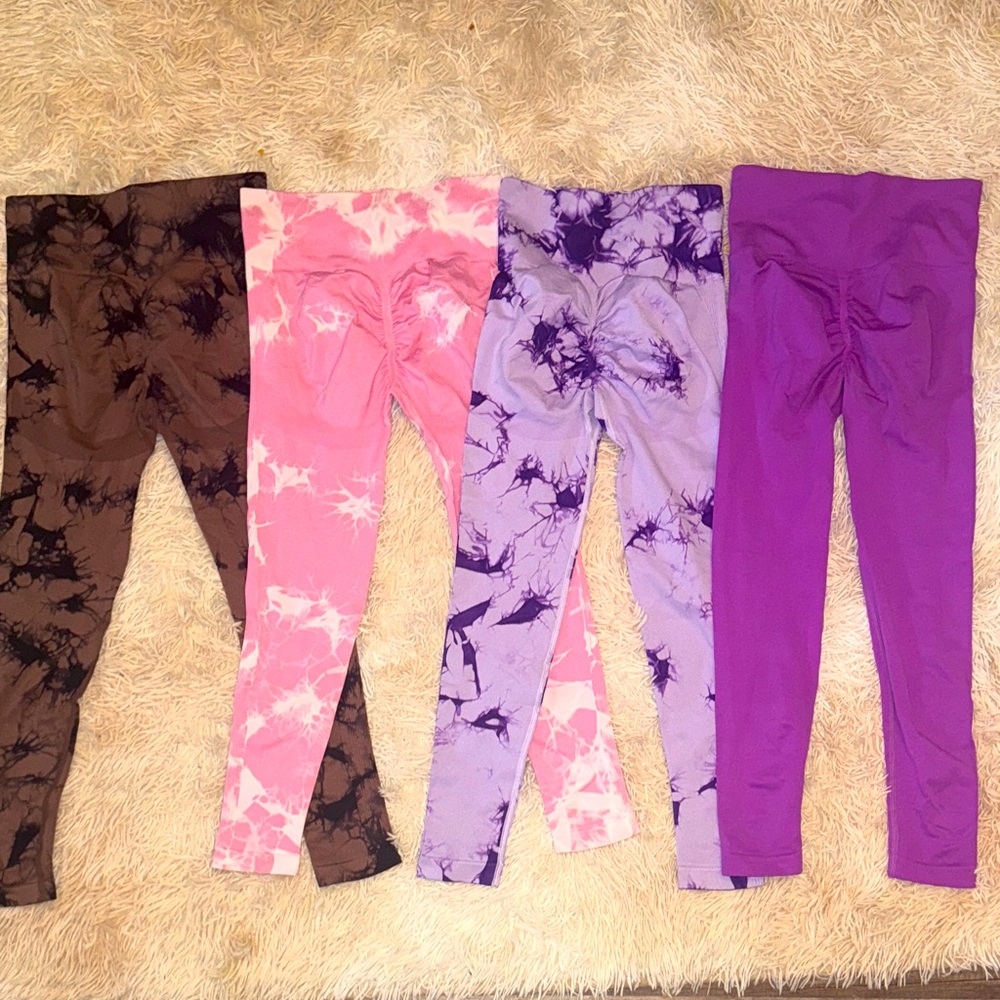 SHEIN Tie-Dye Active Leggings Set - Bundle of 4 - S
